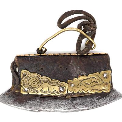 Sale Photo Thumbnail #95: Lot 95 engraved brass tibetan chuckmuck firestart 19th c.
