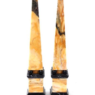 Sale Photo Thumbnail #217: Lot 217 gorgeous pair of sienna grand tour obelisks