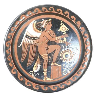 Sale Photo Thumbnail #3: Lot 3 greek apulian red figure plate winged eros