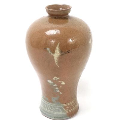 Sale Photo Thumbnail #291: Lot 291 stunning korean meiping vase red crowned crane