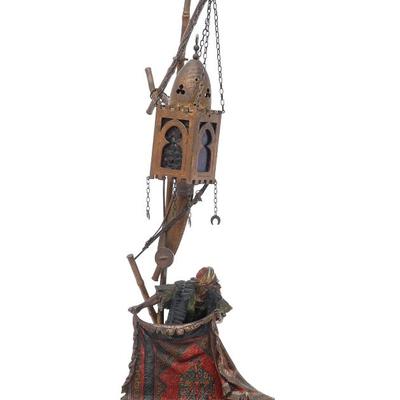 Sale Photo Thumbnail #242: Lot 242 signed vienna cold painted bronze carpet merchant table lamp