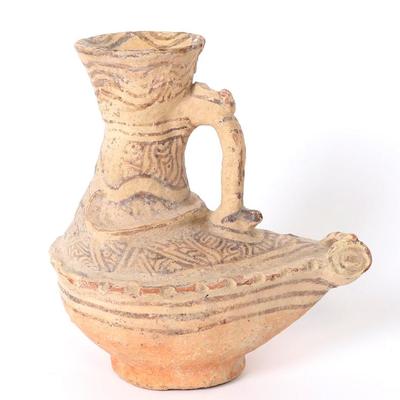 Sale Photo Thumbnail #281: Lot 281 elaborate ghurid pottery bird form pouring vessel