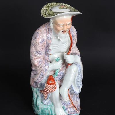 Sale Photo Thumbnail #327: Lot 327 happy fisherman' figural porcelain, republic period or earlier