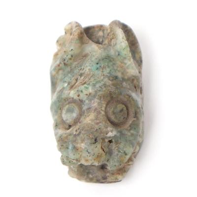 Sale Photo Thumbnail #160: Lot 160 scarce olmec jade jaguar head bead 900 bce 500 bce