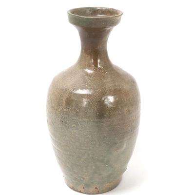 Sale Photo Thumbnail #292: Lot 292 early olive green glazed korean bottle vase