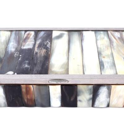 Sale Photo Thumbnail #216: Lot 216 1970 s shell & bone cigarette box