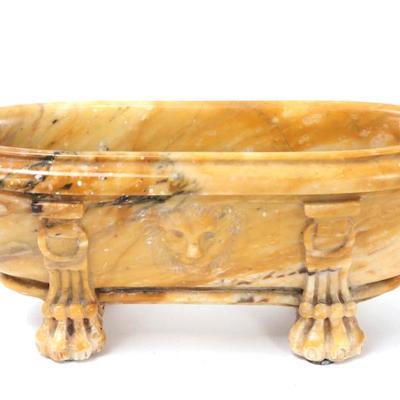 Sale Photo Thumbnail #193: Lot 193 grand tour' alabaster roman sarcophagus bath w lion mask
