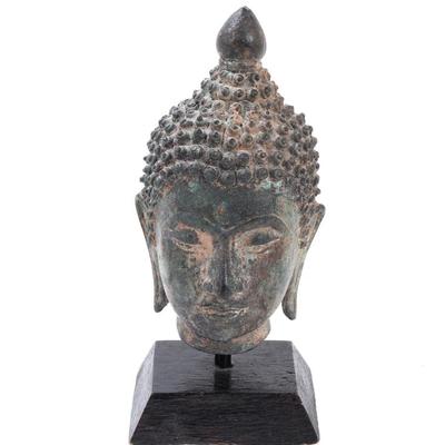 Sale Photo Thumbnail #277: Lot 277 antique thai mounted bronze buddha head