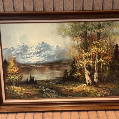 Fall Mountain And Lake Scene Painting