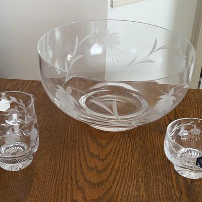 Crystal Bowl With Stuart Cream And Sugar