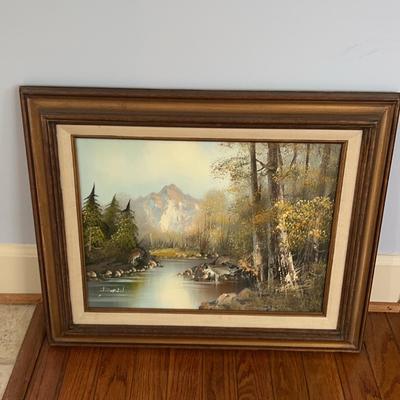 Fall, Mountain And River Themed Painting 
