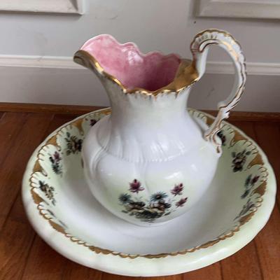 Vintage Porcelain Pitcher And Basin Set 