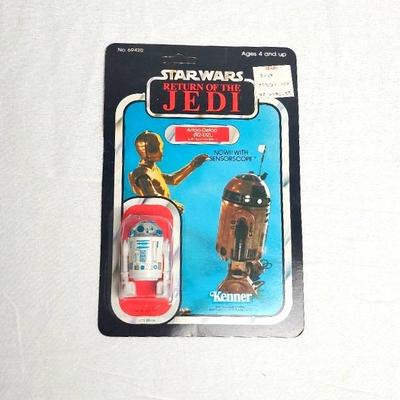 Vintage 1983 Star Wars Return of the Jedi R2-D2 Sensorscope. Unpunched Board! Clear Bubble.