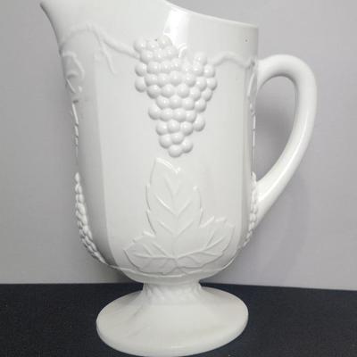 Vintage Indiana Colony Harvest Milk Glass Pitcher 11" Tall X 8" Wide