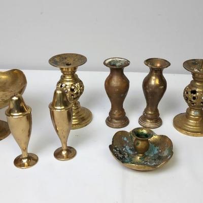 Solid Brass Candle Holders, Salt and Pepper Shakers, Decor Item, Dish