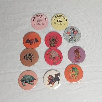 Vintage Dungeons & Dragons Competition Buttons Pins. Featuring D&D Monsters