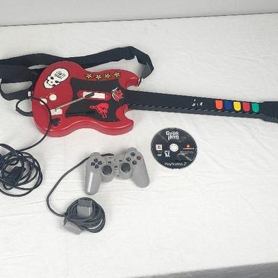 Red Octane Gibson Corded Guitar, Playstation Controller (Rough Shape), Guitar Hero Playstation2 Disc