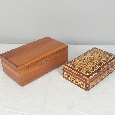 Lane Cedar Trinket Box & Decorative Inlaid Trinket Box Filled with Italian Gift Cards