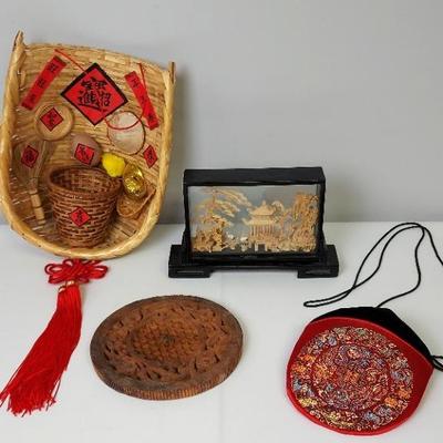 Chinese Decor, Wood and Wicker Art