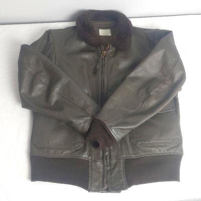 Vintage US Navy Intermediate Type G-1 Flying Size 42 Leather Jacket Mens Brown