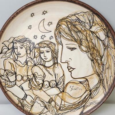 Hand Painted Decorative Plate. Decorative 15" plate. Hand painted and signed on front. 
