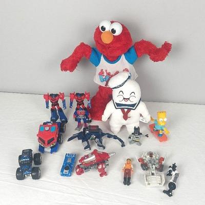 Toys! Elmo, Stay Puft, Transformers, Bart Simpson, Bat Man. Grave Digger, 