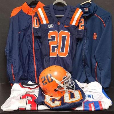 Syracuse Orange Football Memorabilia Collection, Featuring Game-Worn Helmet And #20 Jersey