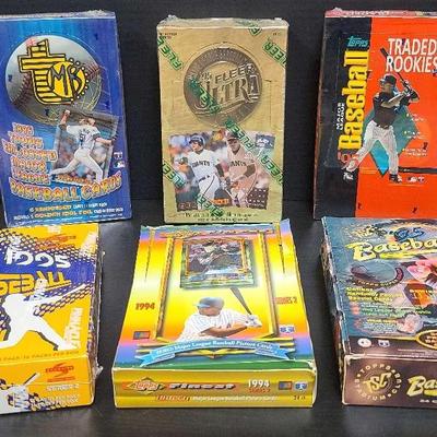 Topps, Pinnacle, Fleer & Score Baseball Card Boxes – 1990s Unopened Collection