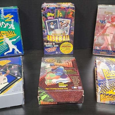 1995 Baseball Card Boxes Featuring Donruss, Topps, Score, Fleer, and Upper Deck
