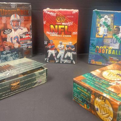 Skybox, Fleer, Pinnacle, Upper Deck NFL Cards, Featuring Sealed Premium 1990s Boxes