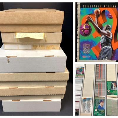 NFL, Basketball & Baseball Trading Card Collection In Storage Boxes