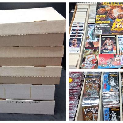 Assorted Sports Cards In Storage Boxes – Featuring 1993 Extra Baseball