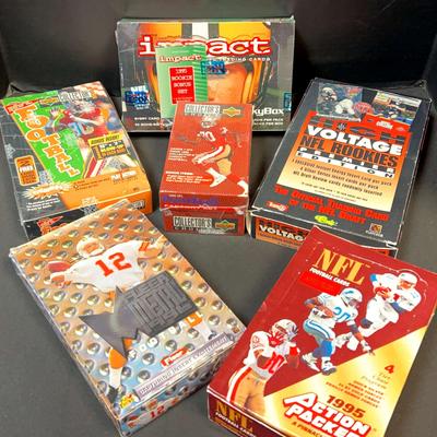 1995 Football Card Box Collection – Fleer, Upper Deck, SkyBox, Action Packed & More – Some Opened
