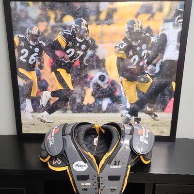 Pittsburgh Steelers Wall Art & Shoulder Pads Display, Featuring Signed #23 Tyrone Carter Poster