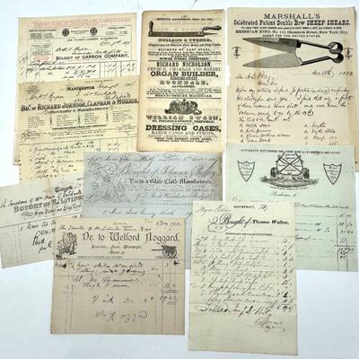Antique paper bill heads 
