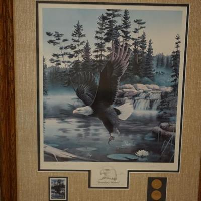 Federal stamp collection of wildlife prints with stamps and coin. and or just stampes. 