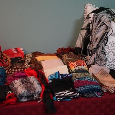 large assortment of all types of scarves from casual to fancy. winter wraps also. Colorful, clean and very reasonable priced!