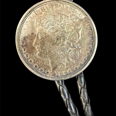 1898 1 morgan silver dollar set in bolo