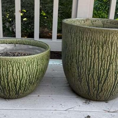 Green crackle outdoor ceramic planter pots