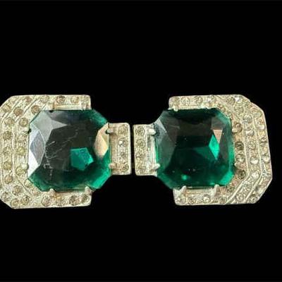 Art deco rhinestone belt buckle