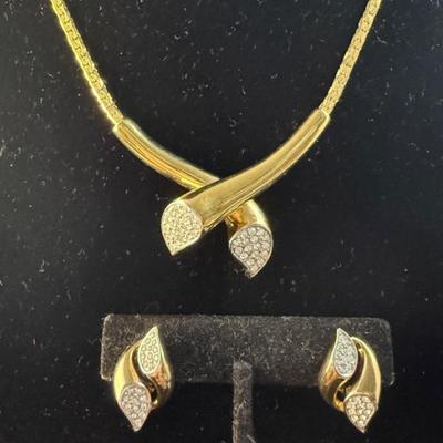 Vintage a s gold tone rhinestone costume jewelry set