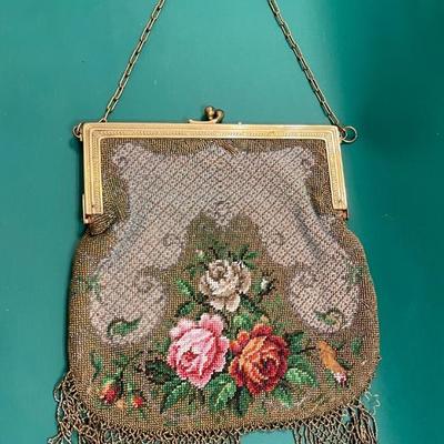 1920s floral bead bag