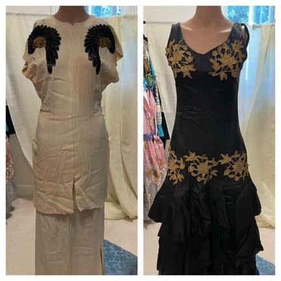 Black and white embellished dresses