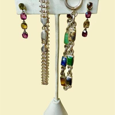 Multi stone earrings sterling bracelets
