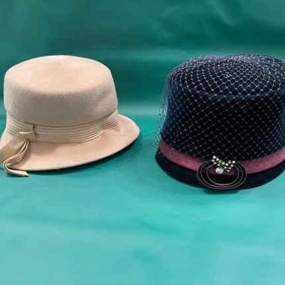 Navy and ivory ladies hats