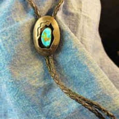 Turquoise silver bolo