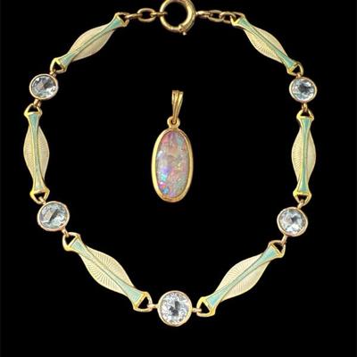 Guilloche bracelet and pendant