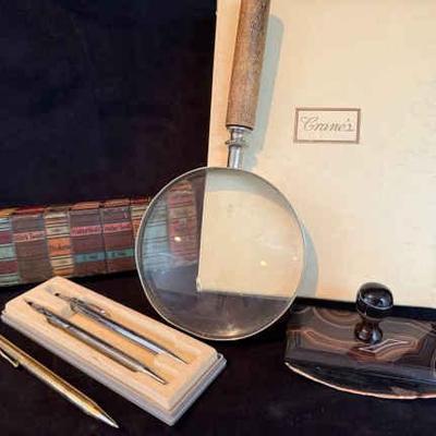 Banded agate ink blotter crane stationary, cross pens & more