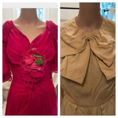 Fuchsia dress and ivory bow dress