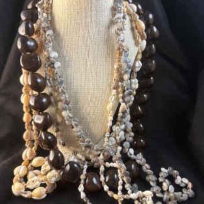 Nasa snail, cowrie, kukui nut, traditional hawaiian shell necklaces